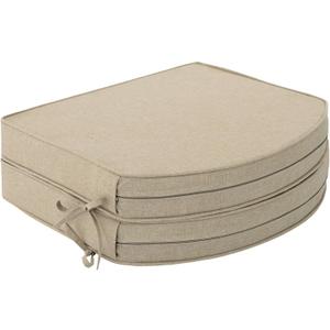 Outdoor Chair Cushions, Fade-Resistant & Water-Resistant, D Shaped Patio Furniture Seat Chair Pads Replacement with Ties, Non-Slip Bottom, Removable Cover, Set of 2, 17 x 16 Inch, Natural