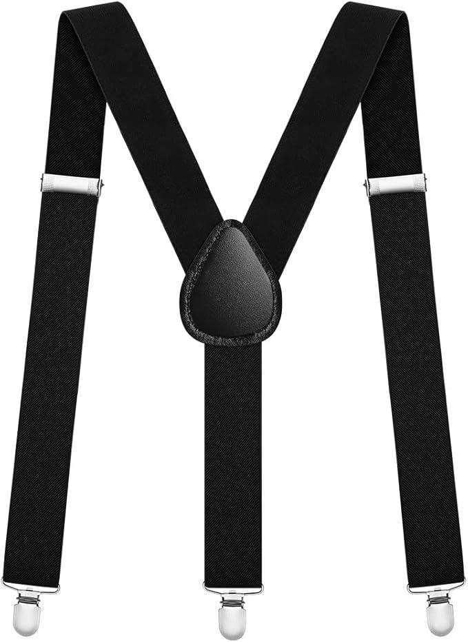 Men's Suspenders, Braces Men's Suspenders with 4 Strong Metal Clips, 3.5cm Wide Heavy Duty Suspenders, Men's X Style Durable Adjustable Braces, Mens Ladies Braces for Business Wedding Casual