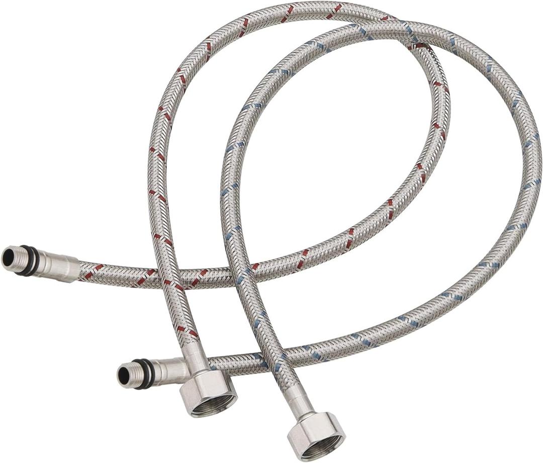 32" Length Faucet Supply Lines 3/8" Comp x M10 Male Connector Line Braided Stainless Steel Nylon Sink Hose Extension for Bathroom Kitchen Faucet 2Pcs (1 Pair)