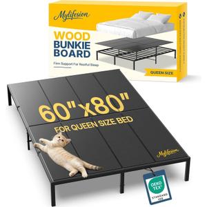 Bunkie Board Queen Size (60x80'') - Extra Sturdy Wood Bed Boards for Slatted Metal Frame, Sleeper Sofa Support Board to Stop Sagging Mattress, Breathable, Quiet, Anti-Slip and Moisture-Resistant