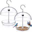 2 Pcs Dome Platform Bird Feeder Adjustable Small Bird Feeders for Outdoor Hanging 360° Bluebird Feeder for Mealworms with Weatherproof Dome Can Be Filled with Seed Attract Bluebird Cardinal