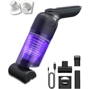 Handheld Vacuum Cordless, Car Vacuum Portable Cordless with 12000PA Strong Suction, Multi-Nozzles & 2 Washable Filters, 0.9lb Lightweight, Mini Hand Vacuum Cleaner for Car, Home, Office, Pet Hair