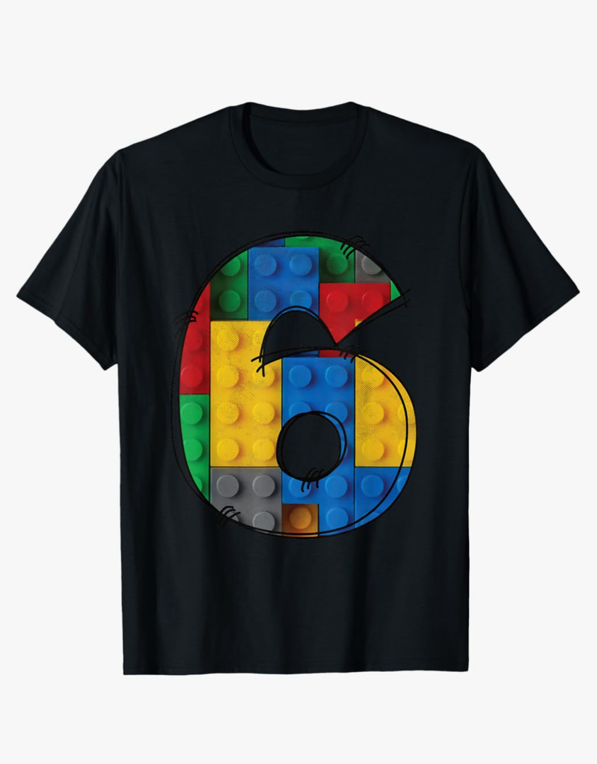 6 Years Old Blocks Building 6th Birthday Kid Master Builder T-Shirt Size S
