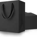 PrimeSign Black Gift Bags With Handles: 8x5x10 Inch 50 Pack Medium Paper Bags Bulk For Party Shopping Wedding Birthday Graduation Fathers Day