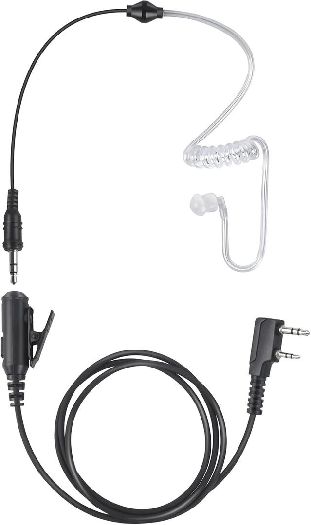 Radio Headset Ptt Mic Earpiece Ear Piece Headphone Surveillance Kit to 3.5 Aux Earphone for Baofeng Kenwood Retevis bf-888s bf888s bf-f8hp uv 5r uv-5r uv-82 uv5r Walkie Talkie(Black,Wired)