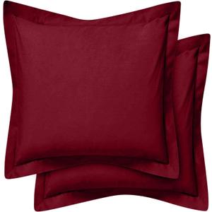 Cotton Metrics Heavy Quality European Square Pillow Shams Set of 2 Burgundy 600TC 100% Organic Cotton Euro Pillow Shams 24x24 Pillow Cover, Cushion Cover Euro Size (Euro 24x24, Burgundy) (24" x 24" (Pack of 2))