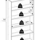 Furinno Basic Book Shelf, 5-Tier Bookshelf, Storage Organizer Bookcase with Open Shelf, 7 x 24 x 44, for Living Room, Bedroom, Home Office, White