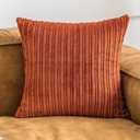 UGASA Solid Color Striped Velvet Pillow Covers Fall Modern Sofa Cushion Cover Bed Velvet Square Pillowcase, 1 Pc, 20"x20", Burnt Brick