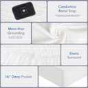 L'AGRATY Grounding Sheets Queen, Deep Pocket Grounding Mattress Cover with Cord Connected Earth, Sliver Fiber Grounded Fitted Sheets(Queen,White)