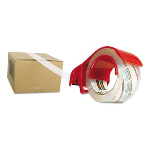 1 Roll Clear Packing Tape with 2 refillable Dispenser, Heavy Duty Packaging Tape 1.88 Inches x 55 Yards, Strong Adhesive Packaging Tape for Moving Boxes, Shipping, Mailing, Office and Storage