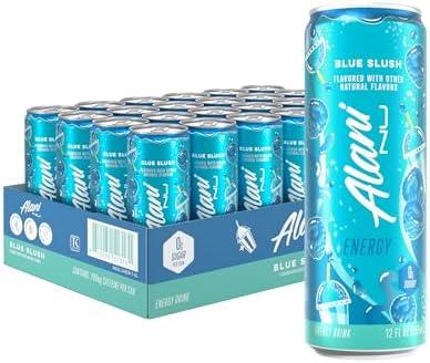 Alani Nu BLUE SLUSH, Sugar Free, Low Calorie Energy Drinks, 200mg Caffeine, Biotin, B Vitamins, Zero Sugar, 10 Calories, 12 Fl Oz Cans,13 Pack, Best Before Oct, 2027
