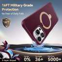 CASEKOO Wine Red Designed for iPhone 16 Pro Case with Spin Magnetic Stand [16FT Military Protection] [Non-Slip Edge] [Fit for MagSafe] MagicStand 360 for iPhone 16 Pro case with Stand 6.3''