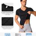 Nebility Mens Compression Shirt Shapewear V Neck Short Sleeve Body Shaper T Shirt Slimming Undershirt Workout (Black, XL)