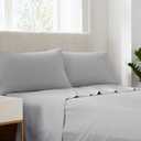 Serta Simply Clean Super Soft Hypoallergenic Stain Resistant Deep Pocket 4 Pieces Solid Bed Sheet Set, King, Silver Grey