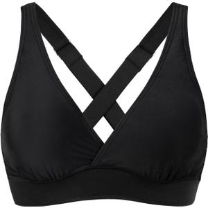 Women's Sporty Adjustable Wide Straps Bikini Top Large Bust Criss Cross Back Supportive Swimsuit Tops Only (Black), L