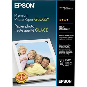 Epson Premium Photo Paper GLOSSY (11x17 Inches, 20 Sheets) (S041290),White