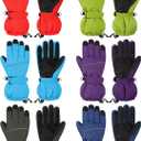 Cooraby 6 Pairs Kids Ski Snow Gloves Waterproof Windproof Gloves Winter Snowboard Sport Gloves for Boys Girls Cold Weather