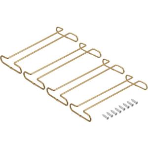 uxcell Wine Glass Rack Under Cabinet, 4Pcs 10-Inch Stemware Wine Glass Hanging Rack Stainless Steel Wine Glass Organizer Storage Hanger for 5mm Stemware Column, Gold