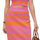 Arach&Cloz Women's Non See Through 2 Piece Sets Summer Tank Top and Midi Skirt Knit Outfits (Large, Dark Orange Pink)