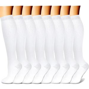 CHARMKING Compression Socks for Women & Men Circulation (8 Pairs) 15-20 mmHg is Best Support for Athletic Running,Hiking (Large-X-Large, 07 White/White/White/White/White)