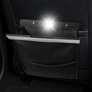 Car Trash Can with Smart LED Light & Magnetic Closure, Nappa Leather car garbage bag with Storage Mesh Pocket, Car Trash Bin as Cars Organizers and Storage for Any Cars, Sedans, SUVs, Trucks