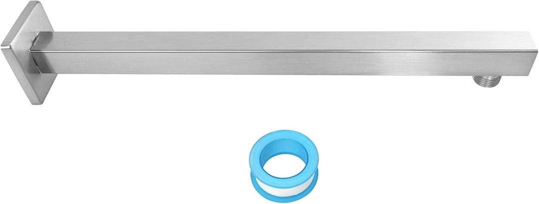 NearMoon 16 Inch Shower Arm, Rain Shower Head Extension Extender, With Flange and Teflon Tape, Made of Thicken Stainless Steel for Bathroom Rainfall Showerhead (Brushed Nickel)