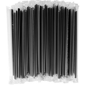 [400 Pcs] Black Individually Wrapped Disposable Plastic Straws(7.5" longX0.23" diameter)