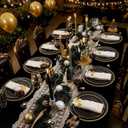 WDF 200PCS Black and Gold Plastic Plates - Black Plates Disposable for Party - Heavy Duty Plastic Plate for Wedding/Party/Birthday/Graduation