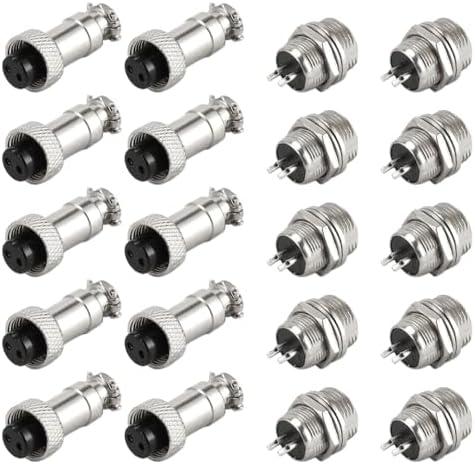 RANIT Pack of 10 Set Aviation Connector Plug GX12 Connector Female/Male (2 Pin)
