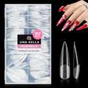 UNA GELLA XXL Stiletto Nail Tips, 312pcs Preshape Extra Long Stiletto Nails Tips Pre Etched Full Cover No Need File Clear Fake Nails for Party DIY Christmas Art Salon 12 Sizes