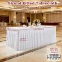 5 Pack White Spandex Table Cloths for 6 Foot Rectangle Tables, Wrinkle Free Fitted Table Covers 6 Ft Stretch Polyester Tablecloths with Skirt for Party Banquet Wedding Birthday Christmas