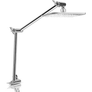 Shower Extension Arm, 18" Solid Brass Shower Shower Extender, Shower Extension Arm Shower Extender Adjustable Angle Height Adjustable for US Standard Rain Handheld Shower (Silver)