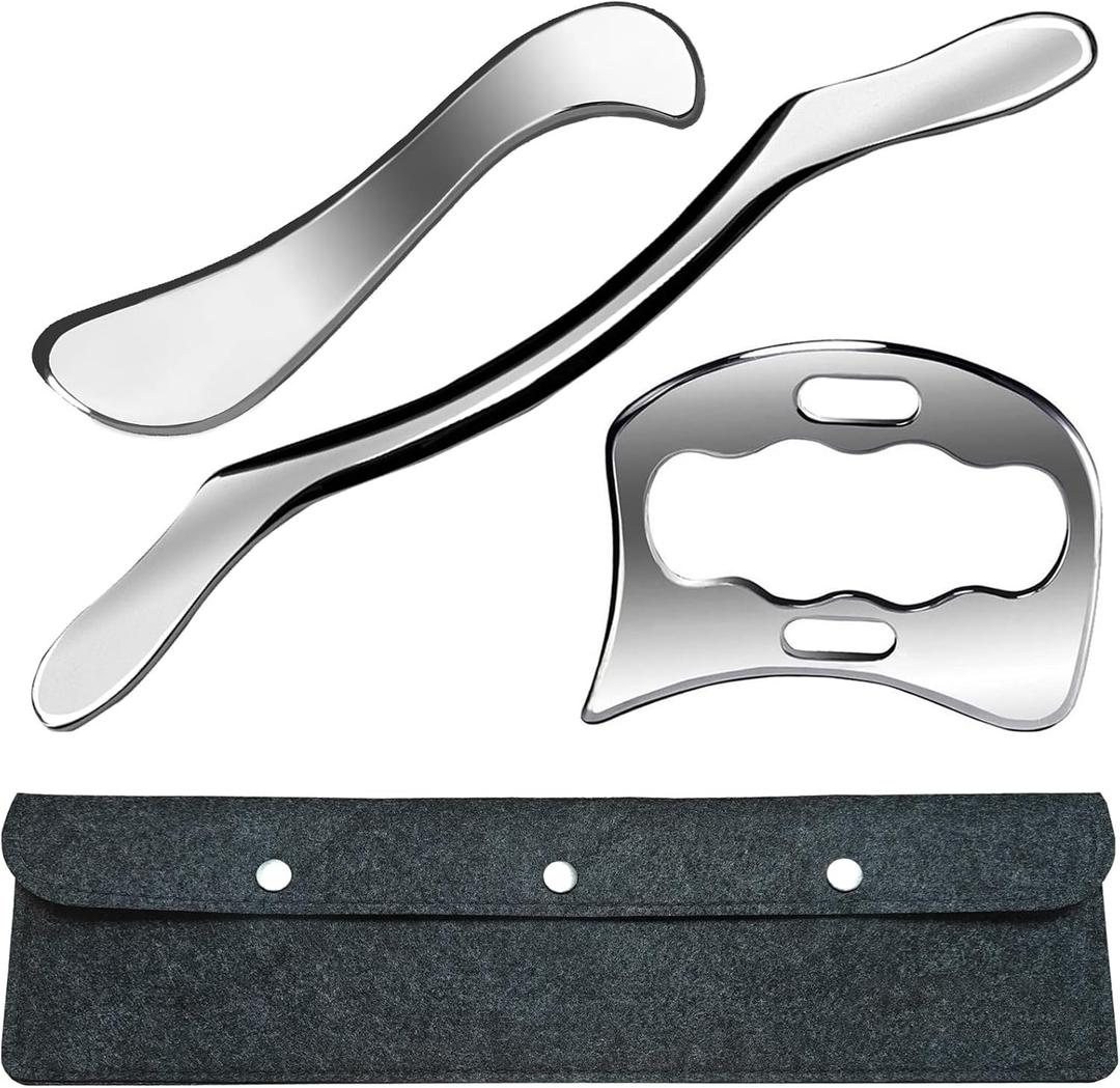 Rovulove 3 in 1 Professional Muscle Scraper Tool Set,IASTM Physical Therapy Massage Tools with Storage Case,Muscle Scraping Tool