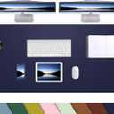 Large Desk Mat, 55" x 17"Leather Desk Pad Protector, Large Mouse Pad, Office Desk Mat, Non-Slip PU Leather Desk Blotter, Desk Pad, Waterproof Desk Writing Pad for Office/Home/Decor (Midnight Blue)