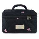 GISMTR Makeup Bag, Quilted Bow Cosmetic Bag, Large Travel Aesthetic Make up Bag, Cute Coquette Toiletry Pouch for Women Girls