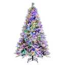 6-ft Pre-Lit Snow Flocked Christmas Tree Hinged Xmas Tree with 8 Modes - 240 Lights