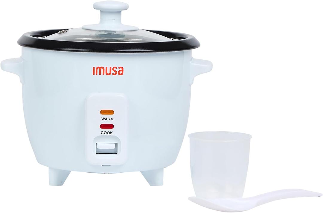 IMUSA Mini Electric Rice Cooker 6 Cup Cooked 3 Cup Uncooked Ceramic Nonstick Pot, Small Multi Cooker for Rice, Quinoa, Oatmeal, Stew Keep Warm Compact for Dorm RV Kitchen