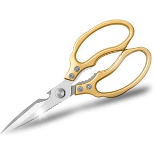 Kitchen Scissors, Heavy Duty Sharp Multifunction Dishwasher Safe,Kitchen Accessories Large Shears for Meat Chicken Fish Poultry Herb Bread (Golden)