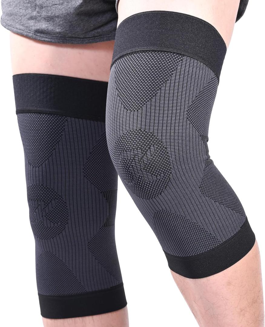 KEKING Orthopedic Brace for Tendinitis, Arthritis, ACL, MCL, Injury Recovery, Meniscus Tear, Knee Pain, Aching Knees, Patellar Tendonitis and Arthritis, Knee Compression Sleeves 2 Pack, Black XL