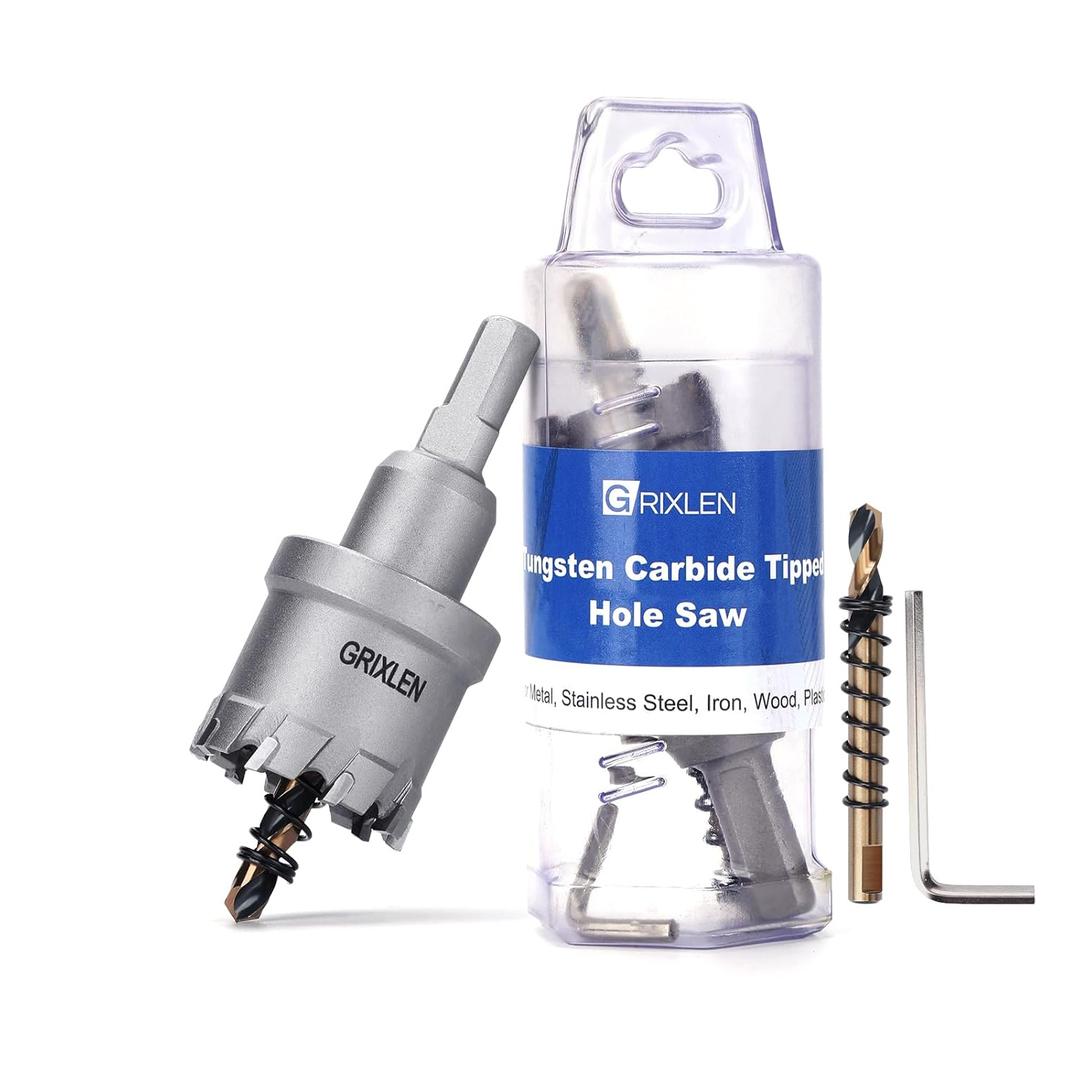 1-3/4" (44mm) Tungsten Carbide Tip Hole Saw,Hole Saw with M2 Pilot Drill bits for for Hard Metal Stainless Steel, Metal, Iron, and Plastic,25mm Drilling Depth (1-3/4" (44mm))