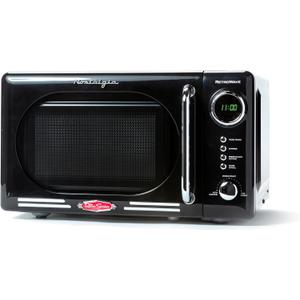Nostalgia Retro Compact Countertop Microwave Oven, 0.7 Cu. Ft. 700-Watts with LED Digital Display, Child Lock, Easy Clean Interior, Black