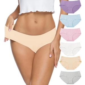 Altheanray Womens Underwear Cotton Underwear for Women Seamless Hipster Bikini Briefs Panties 6 Pack (Medium, Lightcolor)