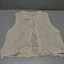 GORGLITTER Women's Plus Size Crochet Tops Tie Front Boho Sleeveless Lightweight Cardigan Vest Size 0XL