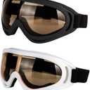 LJDJ Motorcycle Goggles - Glasses Set of 2 - Dirt Bike ATV Motocross Anti-UV Adjustable Riding Offroad Protective Combat Tactical Military Goggles for Men Women Kids Youth Adult