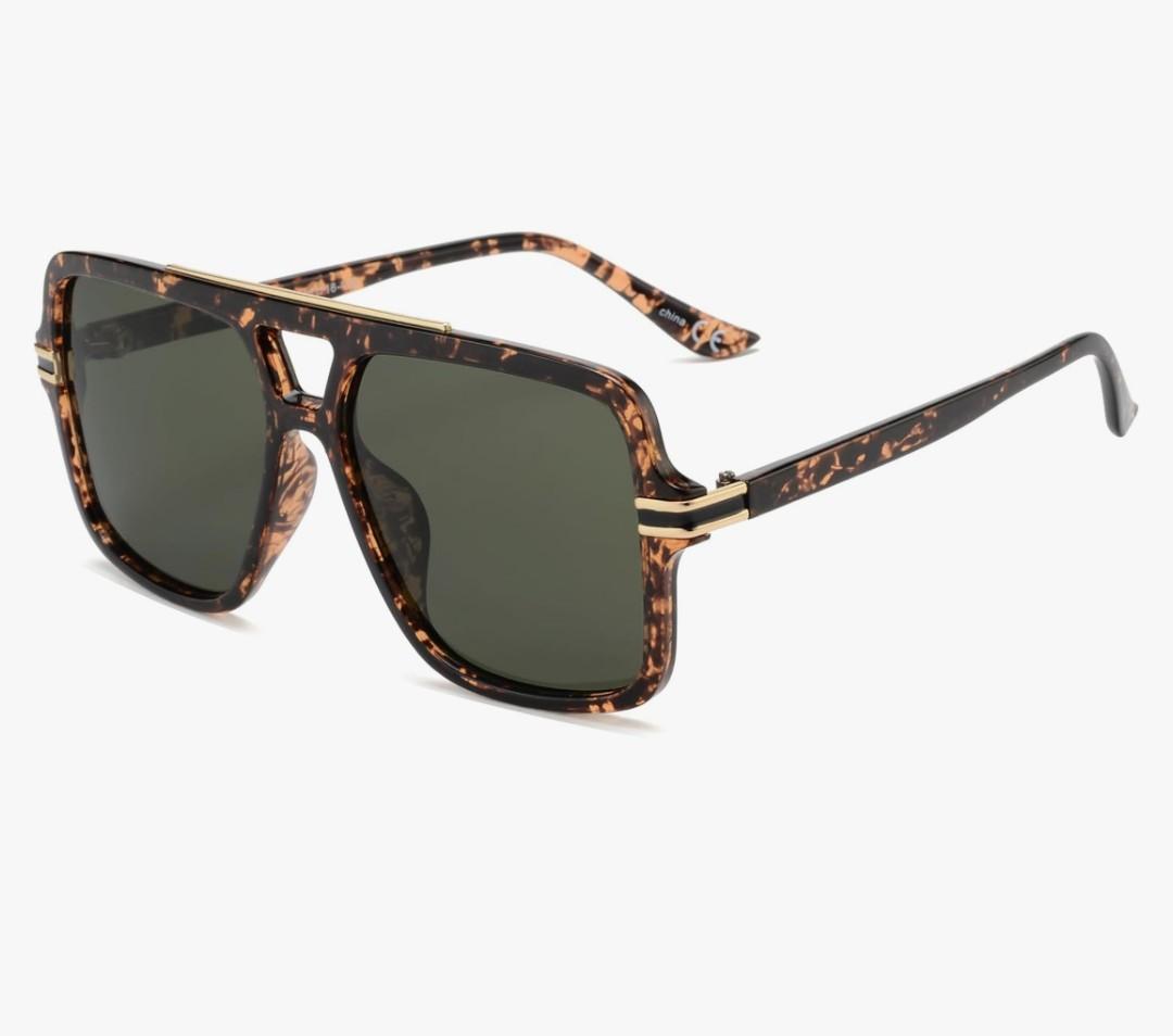 OUWEN Retro Oversized Polarized Square Sunglasses Women's Men's, Trendy Designer Big Rectangle Sun Glasses OW2237