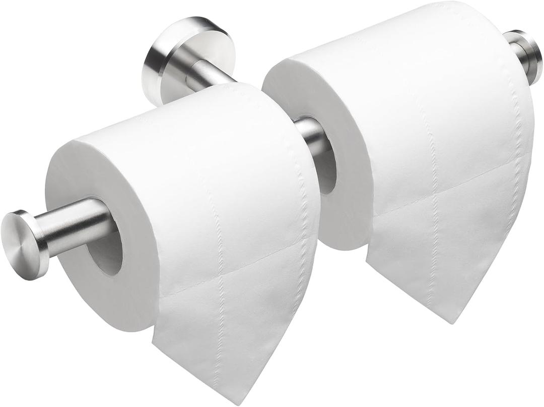 Double Toilet Paper Holder Wall Mount, Double Roll Toilet Paper Holders Brushed Nickel 304 Stainless Steel for Commercial Restroom & Bathroom, Silver