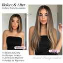 Clip in Hair Extensions 22 Inch Straight Synthetic Hairpieces for Women, 5 Pcs Thick Hair Extension Clip Ins Natural Heat Safe Fiber Chocolate Brown with Golden Blonde Highlights