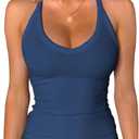 iGENJUN Workout Tops for Women Racerback Tank Tops 2025 Yoga Gym Ribbed Sleeveless Shirts Clothes, M, Navy Blue