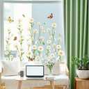 7 x JarThenaAMCS Extra Large Spring Daisy Window Clings White Floral Butterfly Window Stickers Double-Sided Summer Flower Glass Decals for Classroom Home Office Party Decor, 2 Rolls,11.8 x 35.4 Inch