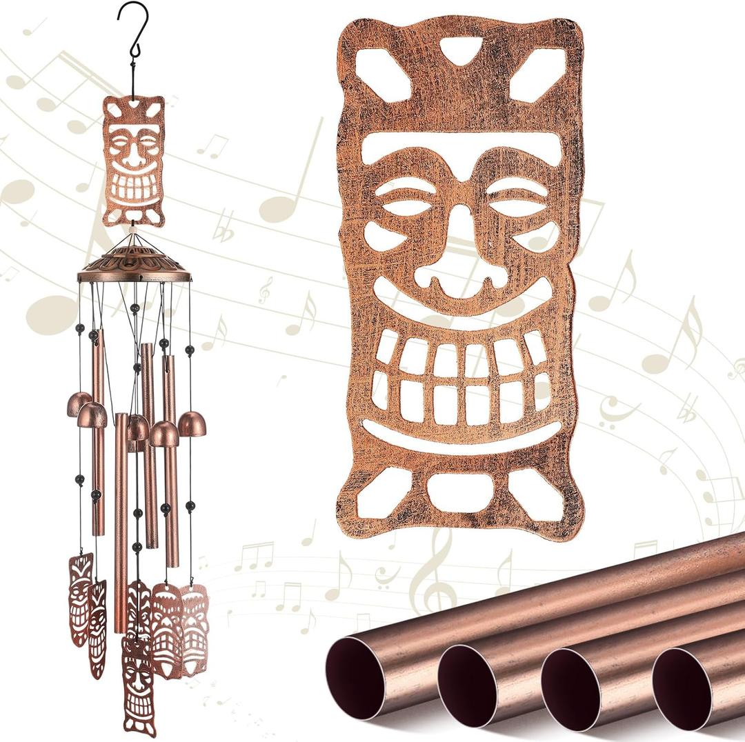 VioraWhite Tiki Wind Chimes Outdoor Decoration for Women Men Mom Wife Grandma Tiki Gifts Memorial Metal Wind Chimes for Outside Indoors, Lawn, Patio, Home, Porch, Yard Decor, Garden Decor